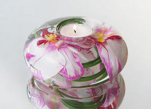 Pink & White Orchid Tea Lite