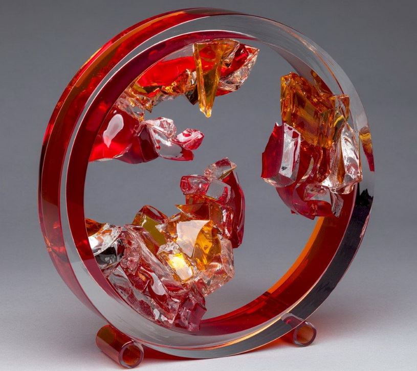 "Red Geode"  Glass Sculpture