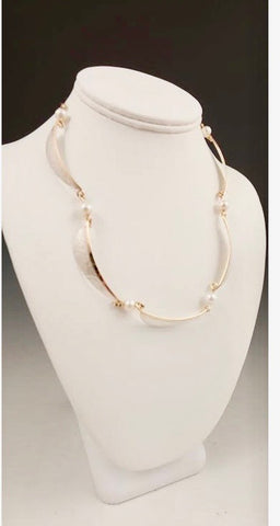 Mixed Metal &  Pearl Necklace