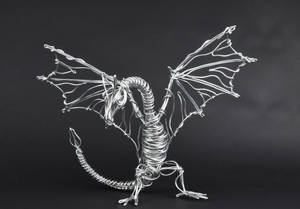 Winged Dragon Metal Sculpture