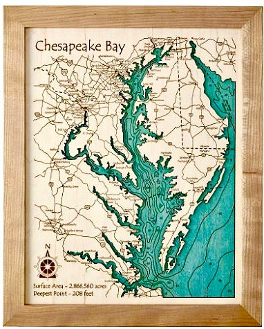 Pleasant Creek - Wood Engraved Lake Map