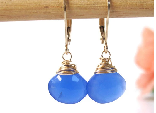 Periwinkle Chalcedony Drop Earrings