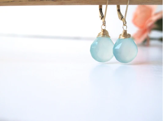 Seafoam Chalcedony Drop Earrings