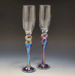 "Mardi Gras" Champagne Flutes