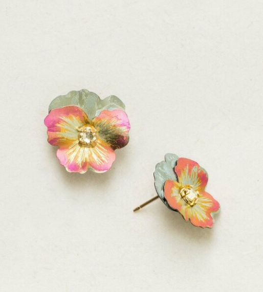 Apricot Garden Pansy Earrings