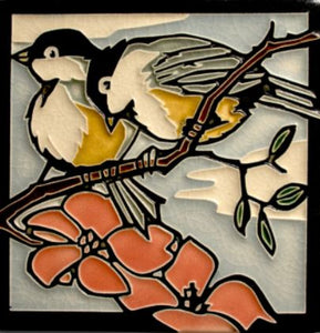 "Spring Chickadees" Tile