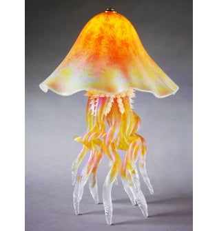 Single Amber Iridescent Jellyfish Lamp