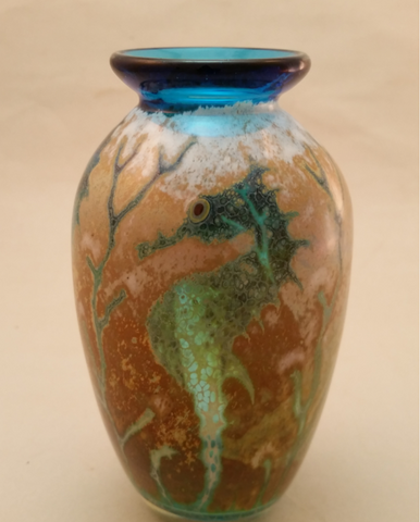 Aqua Sea Horse Vase