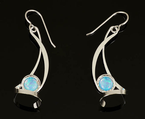 Silver Dangle with Opal Earrings