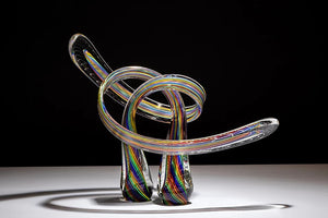Rainbow Cane Embrace Glass Sculpture
