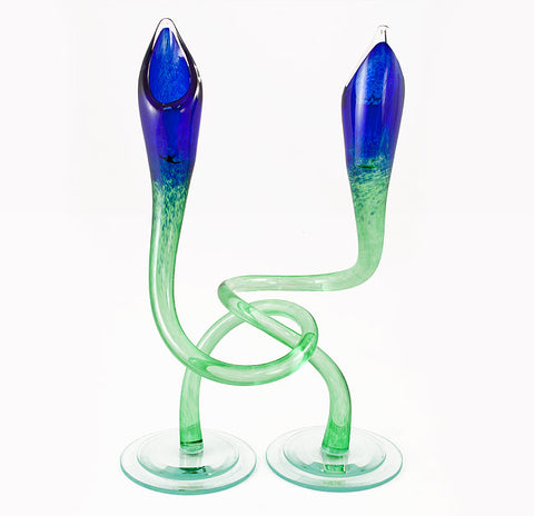 Blue and Green Jack in the Pulpit Candlesticks
