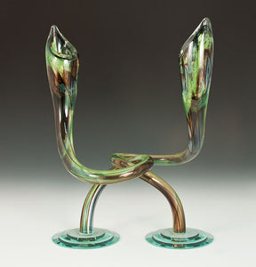 Brown and Green Twist Candlesticks