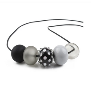 Black & White Five Bubble Bead Necklace