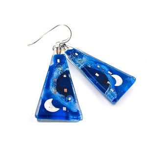 Blue Moon Triangle Earrings