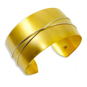 Gold Cuff with Silver Wire