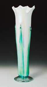 White Iridized Flower Vase