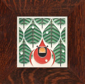 "Coniferous Cardinal" Framed Tile