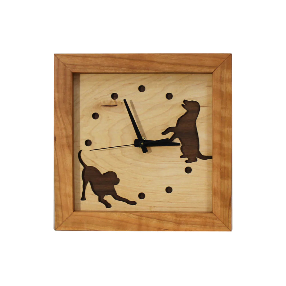 "Dogs at Play" Clock