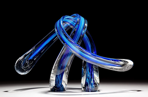 Blue Painter's Embrace Glass Sculpture