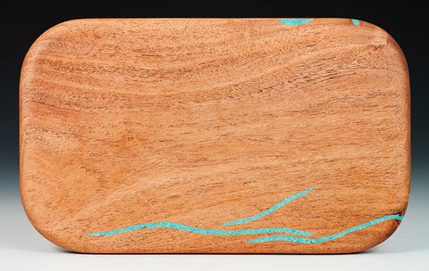 Turquoise Inlay Mesquite Wood Cutting Board Bread Board