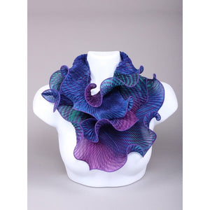 Shibori Silk Scarf Blue and Purple